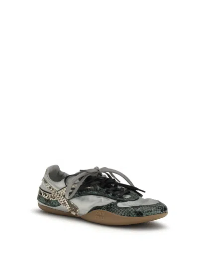 Miu Miu Python Print Leather Sneaker In Multi