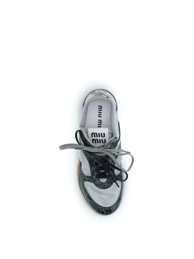 Miu Miu Python Print Leather Sneaker In Multi