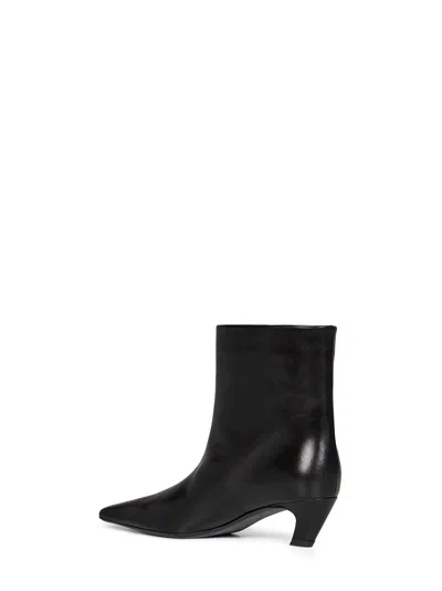 Khaite Black Smooth Calf Leather Arizona Ankle Boots In Black