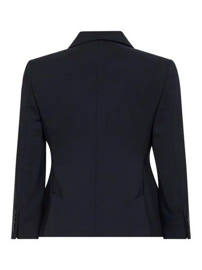 Max Mara Double-breasted Cropped Wool Blazer In Blue