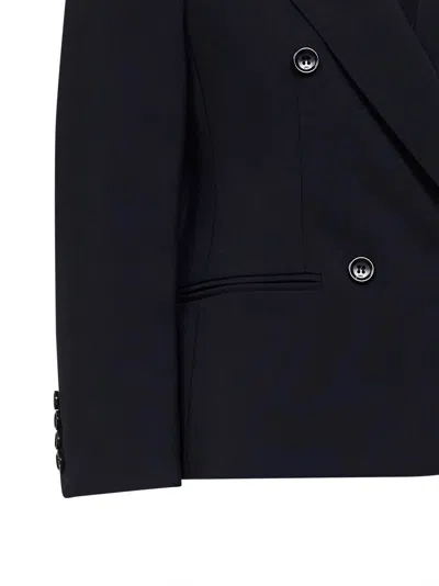Max Mara Double-breasted Cropped Wool Blazer In Blue