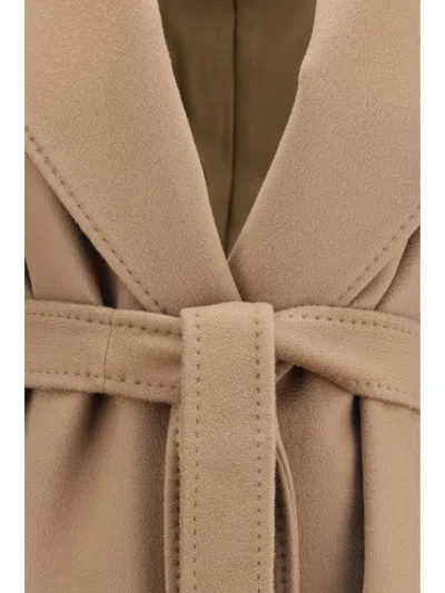 Max Mara Peak Lapel Fleece Wool Coat In Multi