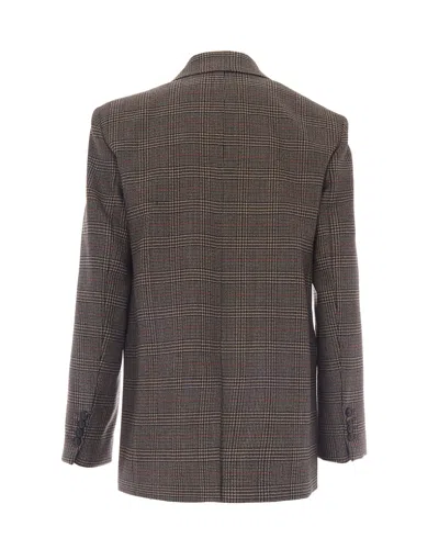 Max Mara Check-pattern Single-breasted Blazer In Gray