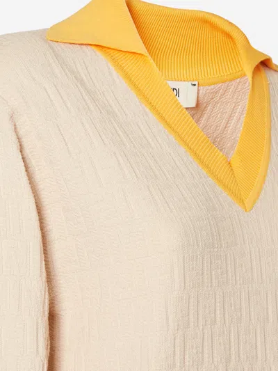 Fendi Ff-pattern Colour-block Sweater In Neutral