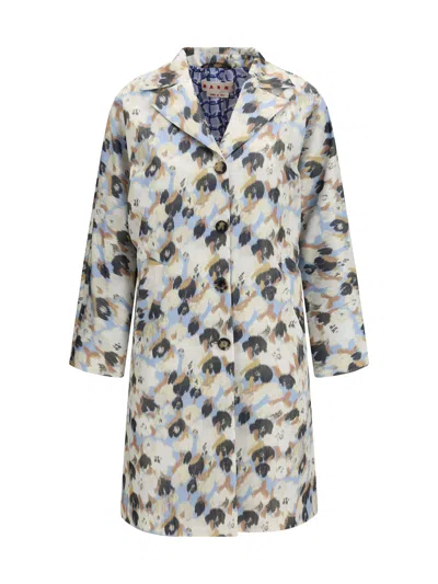 Marni Floral-printed Polyester Parka Coat In White