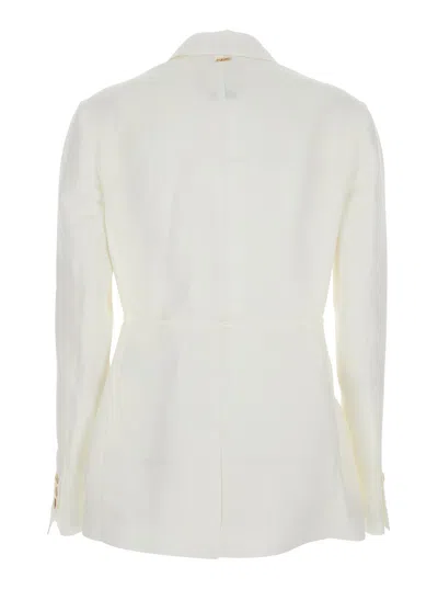 Twinset Linen-viscose Blend Blazer In White