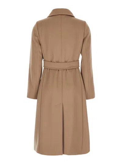 Max Mara Pure Wool With Front Belt Coat In Neutral