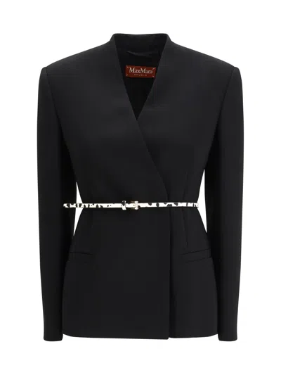 Max Mara Double-breasted Triacetate Blazer In Blue