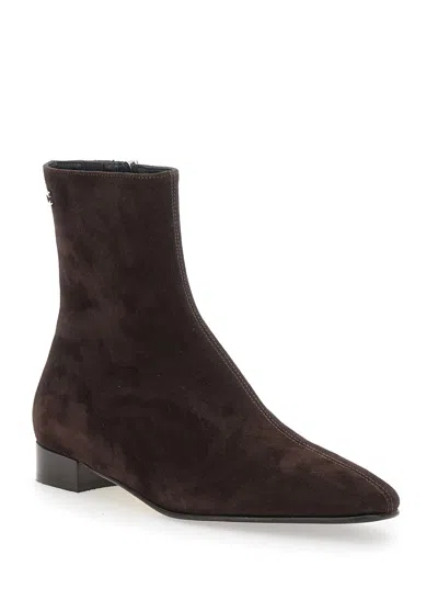 Carel Paris Aiglon Zip Suede Ankle Boots In Brown