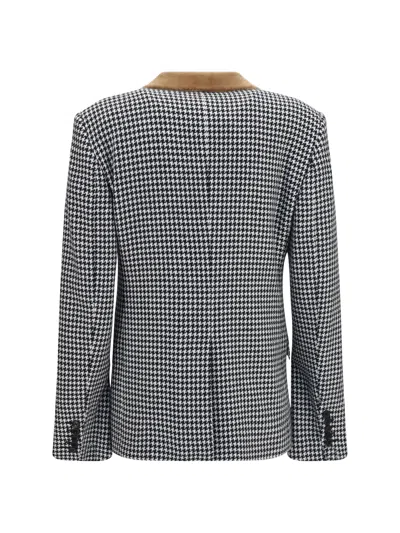 Tom Ford Houndstooth Single Breasted Tailored Jacket In Black