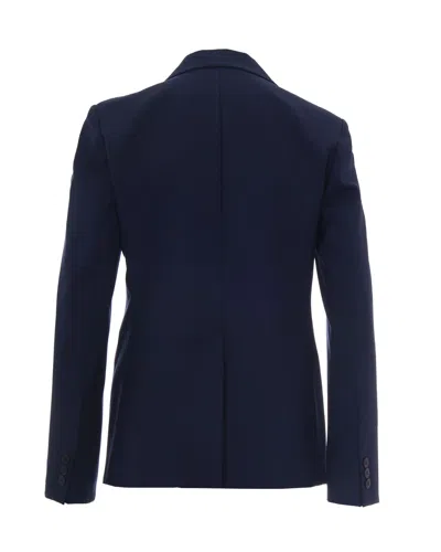 Weekend Max Mara Blue Solid Notched Lapel Blazer In Blue