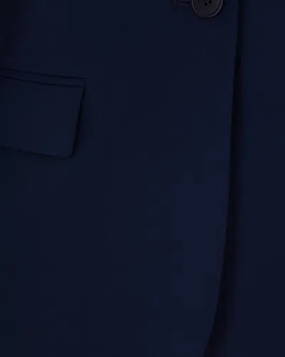 Weekend Max Mara Blue Solid Notched Lapel Blazer In Blue