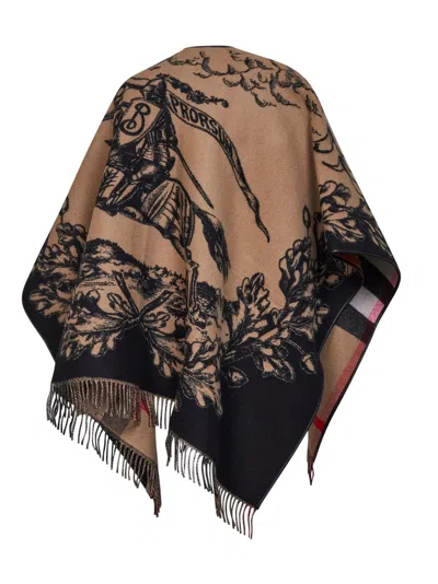 Burberry Check Cape In Beige