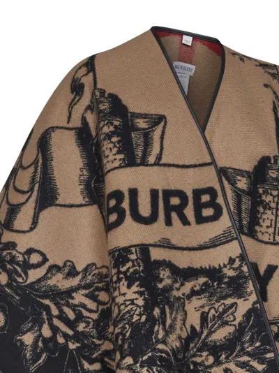 Burberry Check Cape In Beige