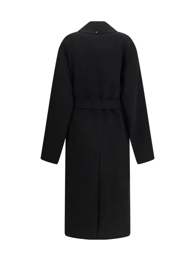 Max Mara Double-faced Wool Coat In Black
