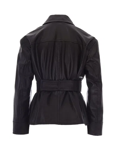 Max Mara Lambskin Biker Jacket In Brown