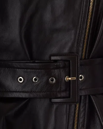 Max Mara Lambskin Biker Jacket In Brown