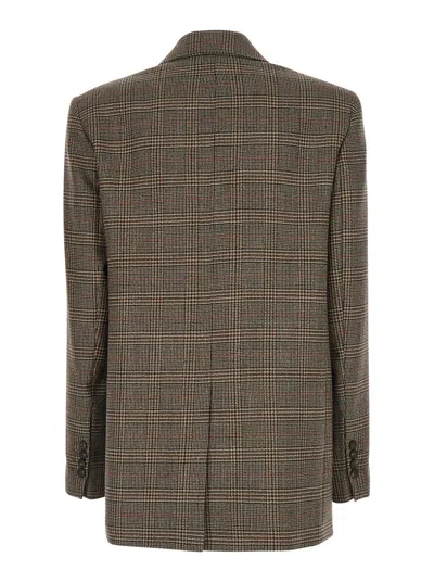 Max Mara Check-pattern Single-breasted Blazer In Brown