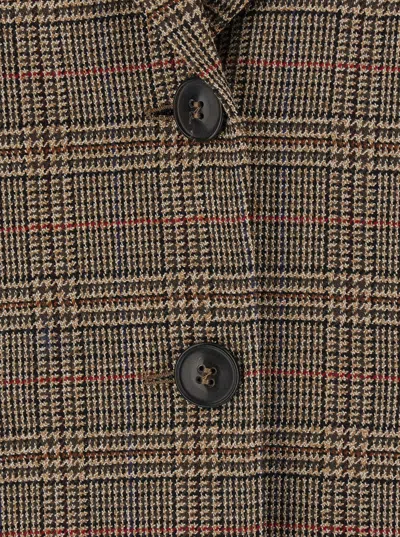 Max Mara Check-pattern Single-breasted Blazer In Brown