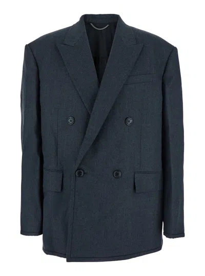 Juunj Juun.j Double-breasted Wool Blazer In Gray