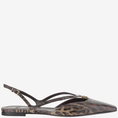 Fendi Karung Snakeskin Slingback Flat In Multi