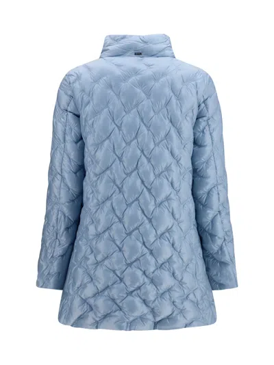 Herno Quilted Midi Puffer Down Jacket In Blue