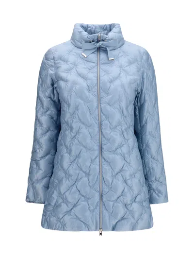 Herno Quilted Midi Puffer Down Jacket In Blue