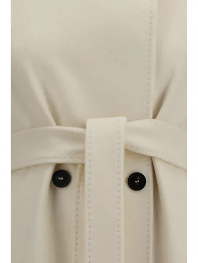 Max Mara Studio Double Breasted Wool Coat In White