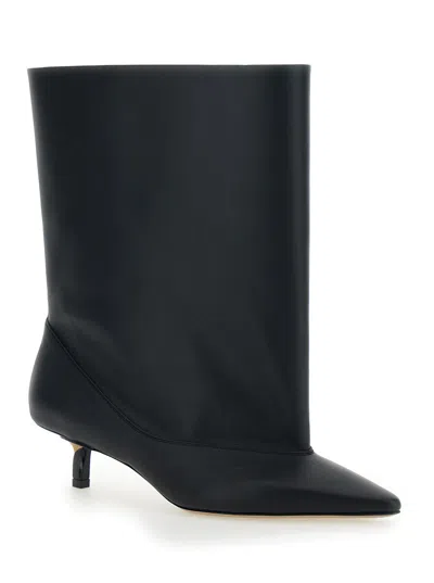 Jacquemus Pointed Toe Leather Ankle Boot In Black