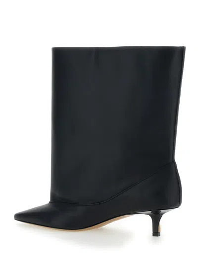 Jacquemus Pointed Toe Leather Ankle Boot In Black