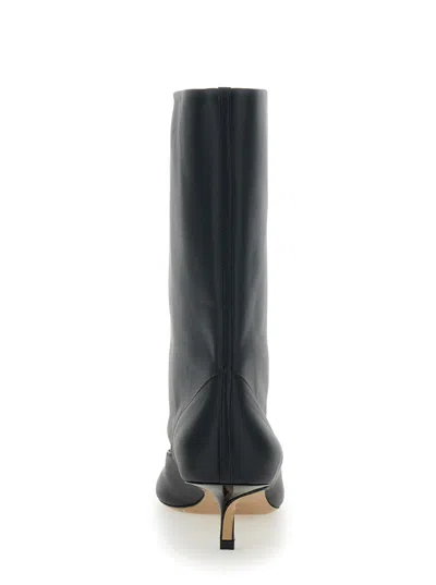 Jacquemus Pointed Toe Leather Ankle Boot In Black