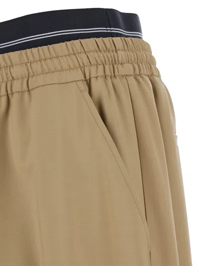 Msgm Virgin Wool Drawstring Trousers In Neutral