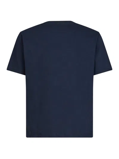 Etro Rome Cotton T-shirt With Embroidered Logo In Blue