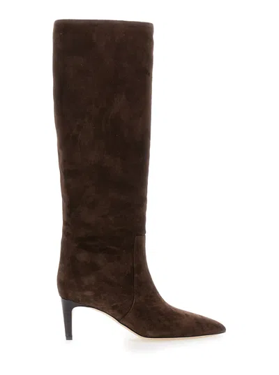 Paris Texas Chocolate Suede Pointed-toe Boots In Brown