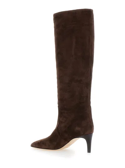 Paris Texas Chocolate Suede Pointed-toe Boots In Brown