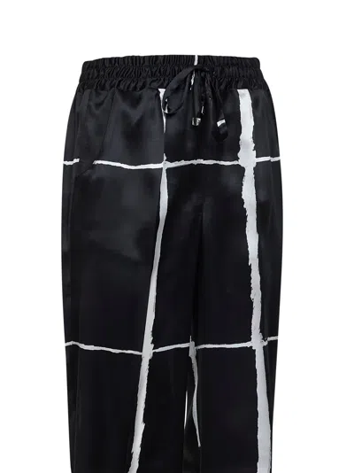 Kiton Grid-print Drawstring Trousers In Black