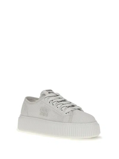 Miu Miu Mesh Platform Sneaker In White
