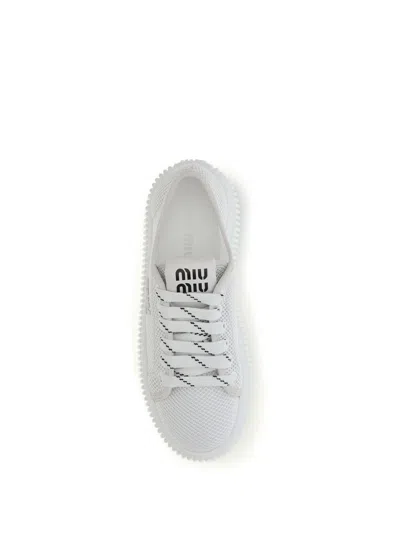 Miu Miu Mesh Platform Sneaker In White