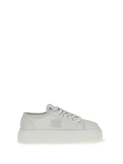Miu Miu Mesh Platform Sneaker In White