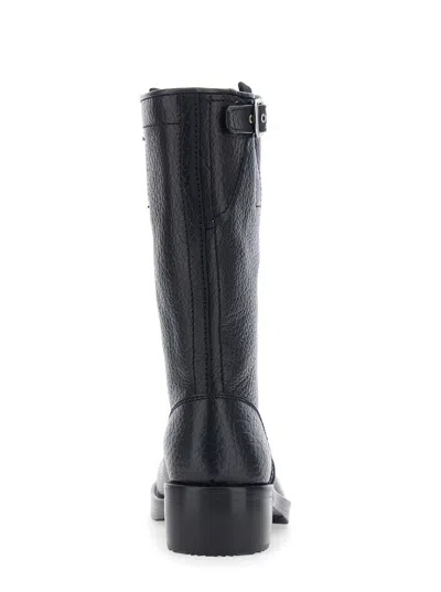 Dries Van Noten Mid Calf Boots Chunky Heel Closed Toe In Black
