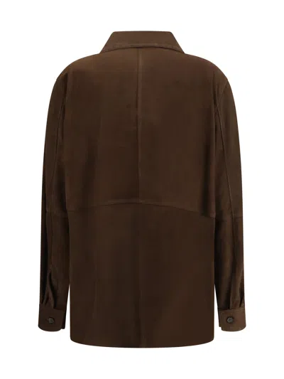 Totême Womens Bark Soft Long-sleeves Suede Overshirt In Brown