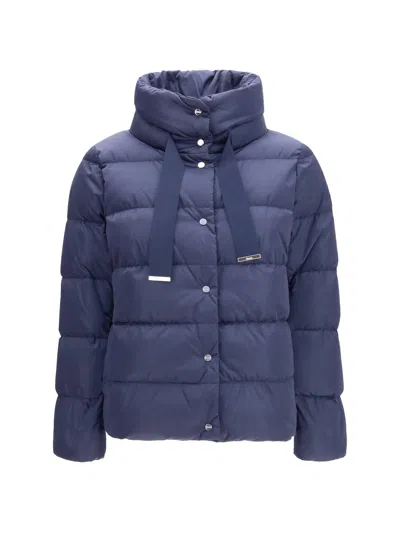Herno Satin Down-padded Down Jacket In Blue
