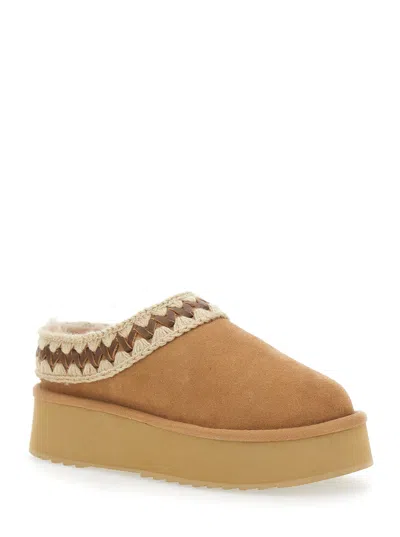 Mou Braided Suede Platform Slipper In Multi