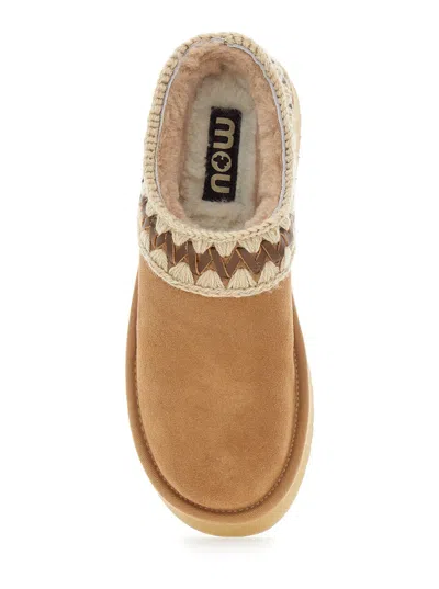 Mou Braided Suede Platform Slipper In Multi