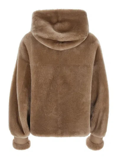 Blancha Shearling Coat In Beige
