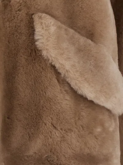 Blancha Shearling Coat In Beige