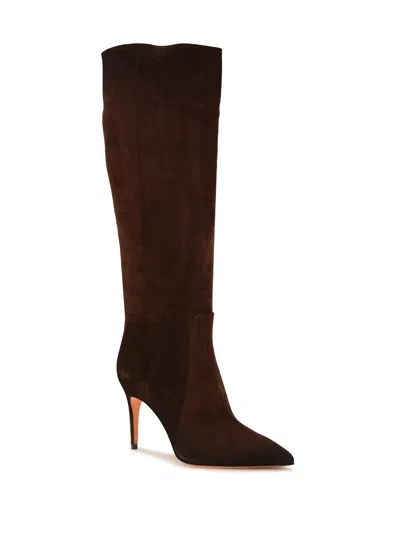 Santoni Pointed-toe Calf Leather Boots In Brown