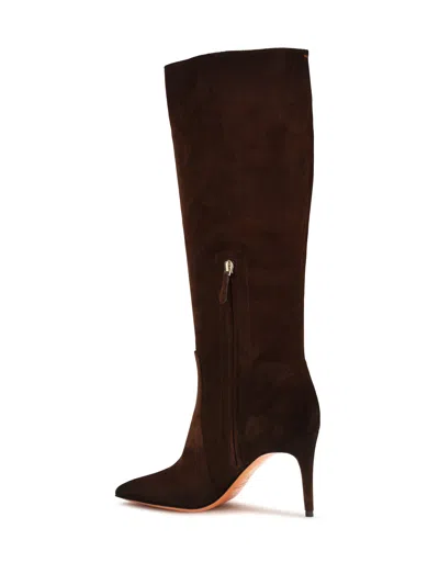 Santoni Pointed-toe Calf Leather Boots In Brown