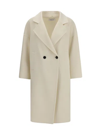 Aftercoat Double-breasted Wool Blend Coat In Cream