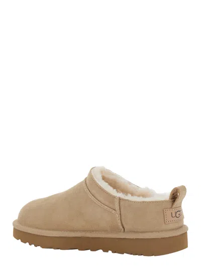 Ugg Short Suede Ankle Boots With Shearling Lining And Pull Tab In Brown